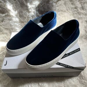 Timeless Blue Velvet Slip On Shoes